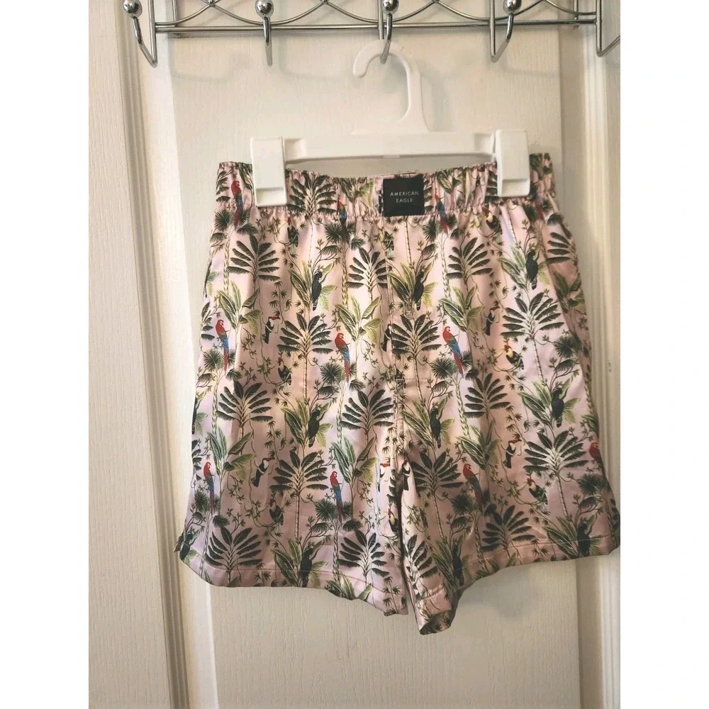 American Eagle Outfitters Men's Bird Tapestry Satin Pocket Boxer Short Size ‎ XS